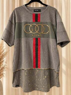 Contender Good Young Graphic T-Shirt Size XL Gray Splatter Stripe